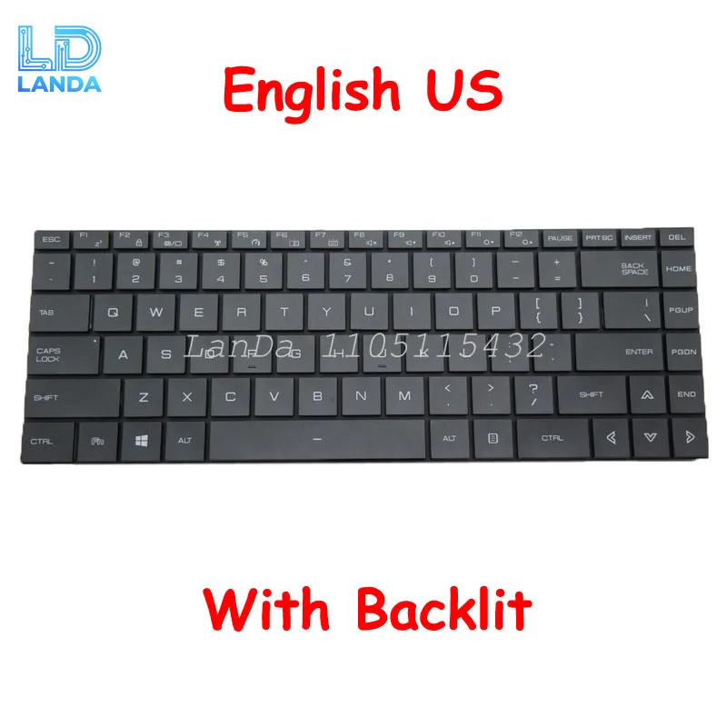 

Клавиатура США с подсветкой для ноутбука Tongfang PF5CP5G PF5NU1G PF5PU1G PF5WN2G PF5LUXF PF5MN2G PF5MR5G PF5MRFG PF5MU1G Английская новая
