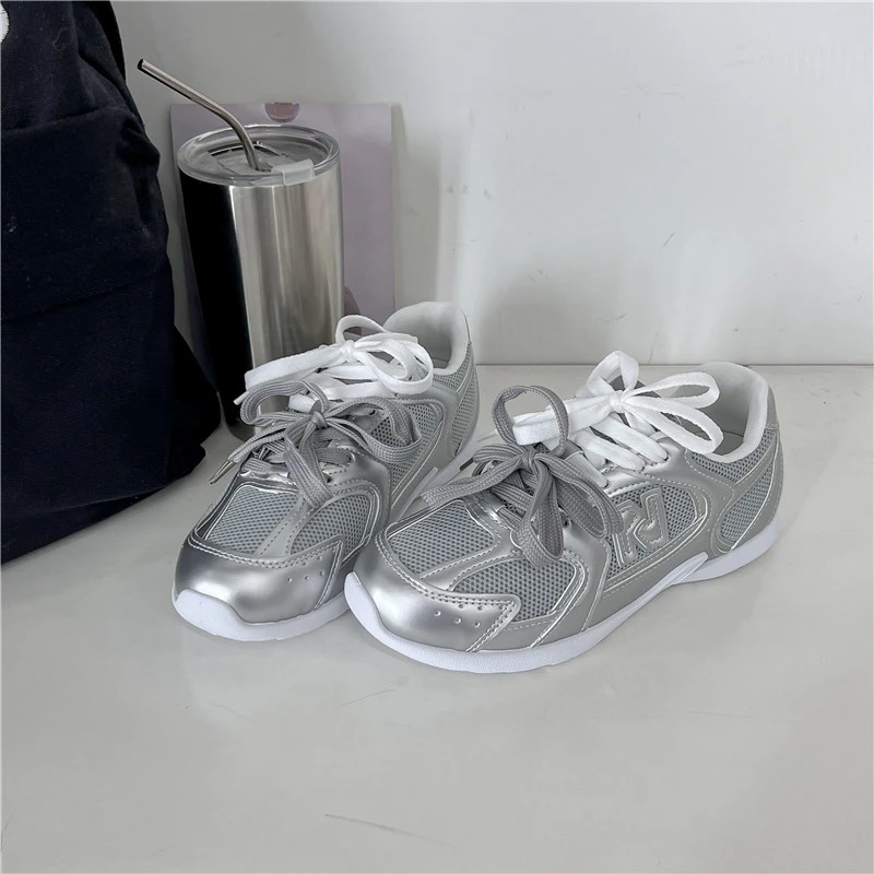 2024 Track Trainers Shoes Lace Up Cozy New Women Vulcanize Footwear Vintage Mixed Colors Ladies Casual Sneakers Spring Autumn