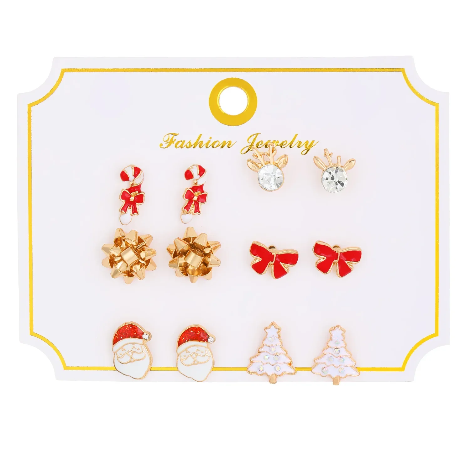 

925 Sterling Silver Four Leaf Flower Christmas Card Earrings Cute Elk Santa Snowman Cartoon Dripping Oil Ear Stud Girl Korean