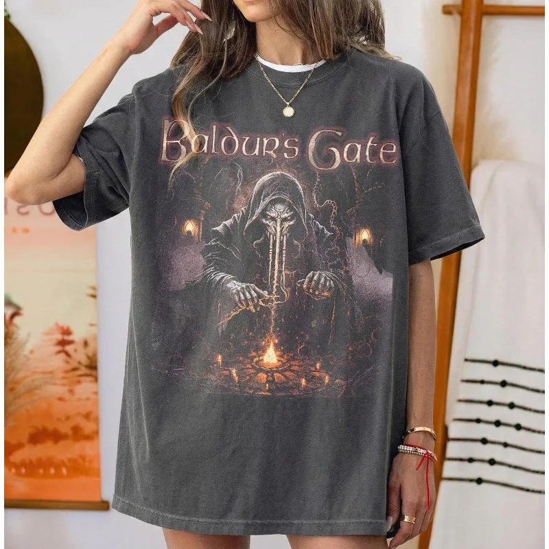 Camiseta vintage de Baldurs Gate 3 de los años 90, camiseta gráfica Comfort Colors para fanáticos de los videojuegos