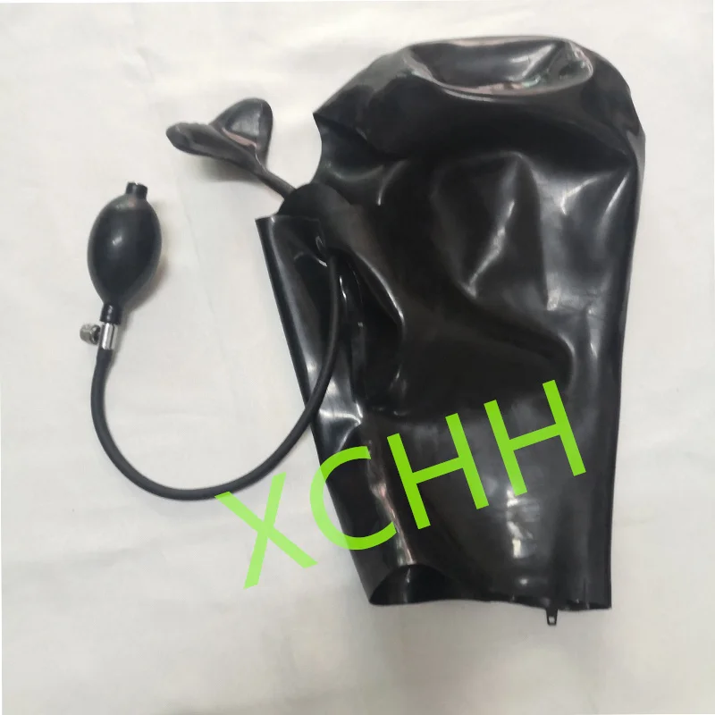 

Надувная латексная маска-капюшон ручной работы с черной молнией сзади, настраиваемая, для костюмов на Хэллоуин и косплея для мужчин и женщин