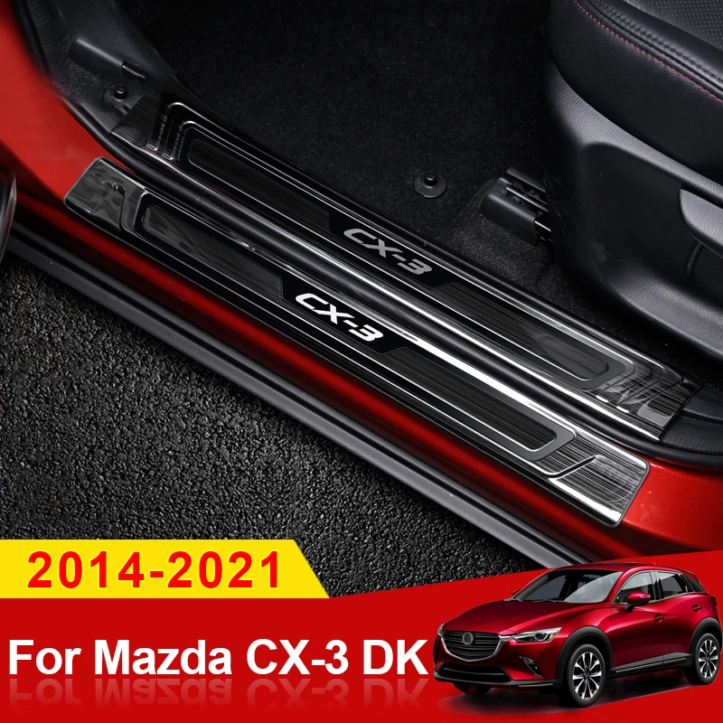 For Mazda CX-3 CX3 DK 2015 2016 2017 2018 2019 2020 2021 Car Door Sill Scuff Plate Welcome Pedals Protector Trim Accessories