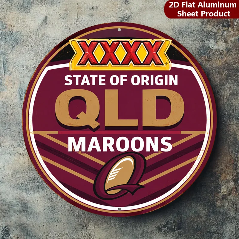 2D Flat, 1pc, State Origin Round Sign, Qld Maroons Vintage Decorative Plaque, Rugby League Porch Decorations, Wall Decorations,