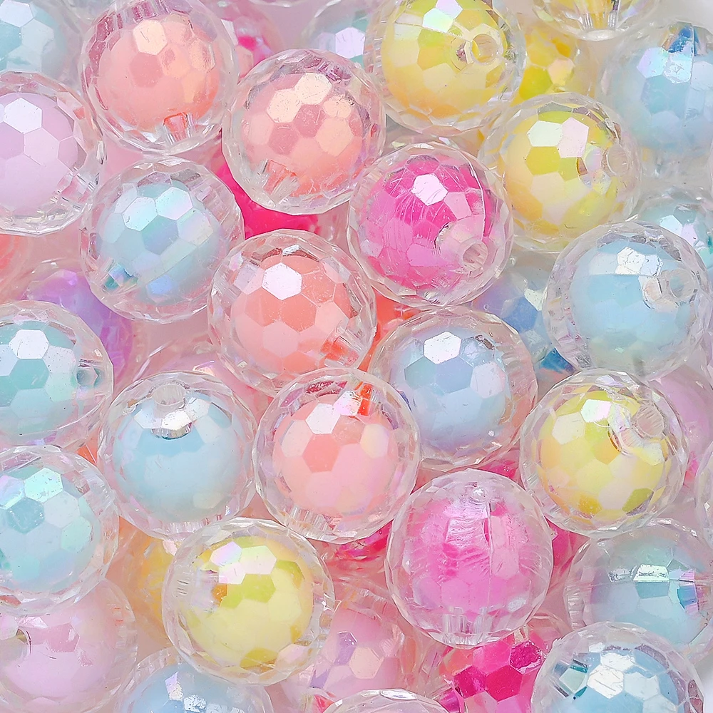 10 Stück 16mm bunte AB-beschichtete Acryl-Facettenperlen, transparente Disco-Ball-Abstandsperlen für DIY-Bastelarbeiten und Schmuckherstellung – Detail 6