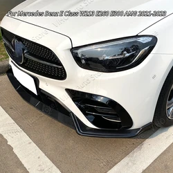 Front Bumper Lip Splitter Diffuser Spoiler For Mercedes Benz E Class W213 E260 E300 AMG 2021 2022 2023 Gloss Black Body Kit Trim