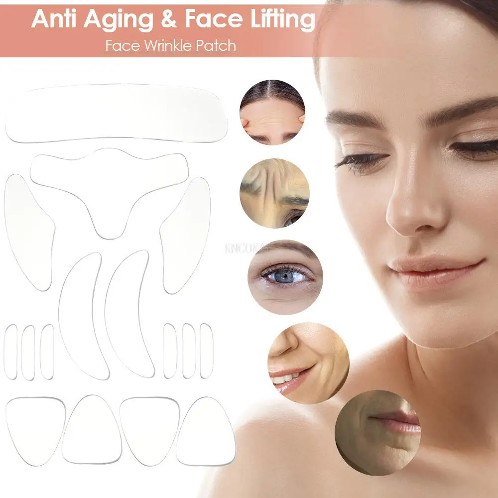 16 Pcs/Set Reusable Silicone Anti-wrinkle Sticker Anti Aging Skin Lifting Care Pads Face Forehead Neck Eye Sticker Facial Care