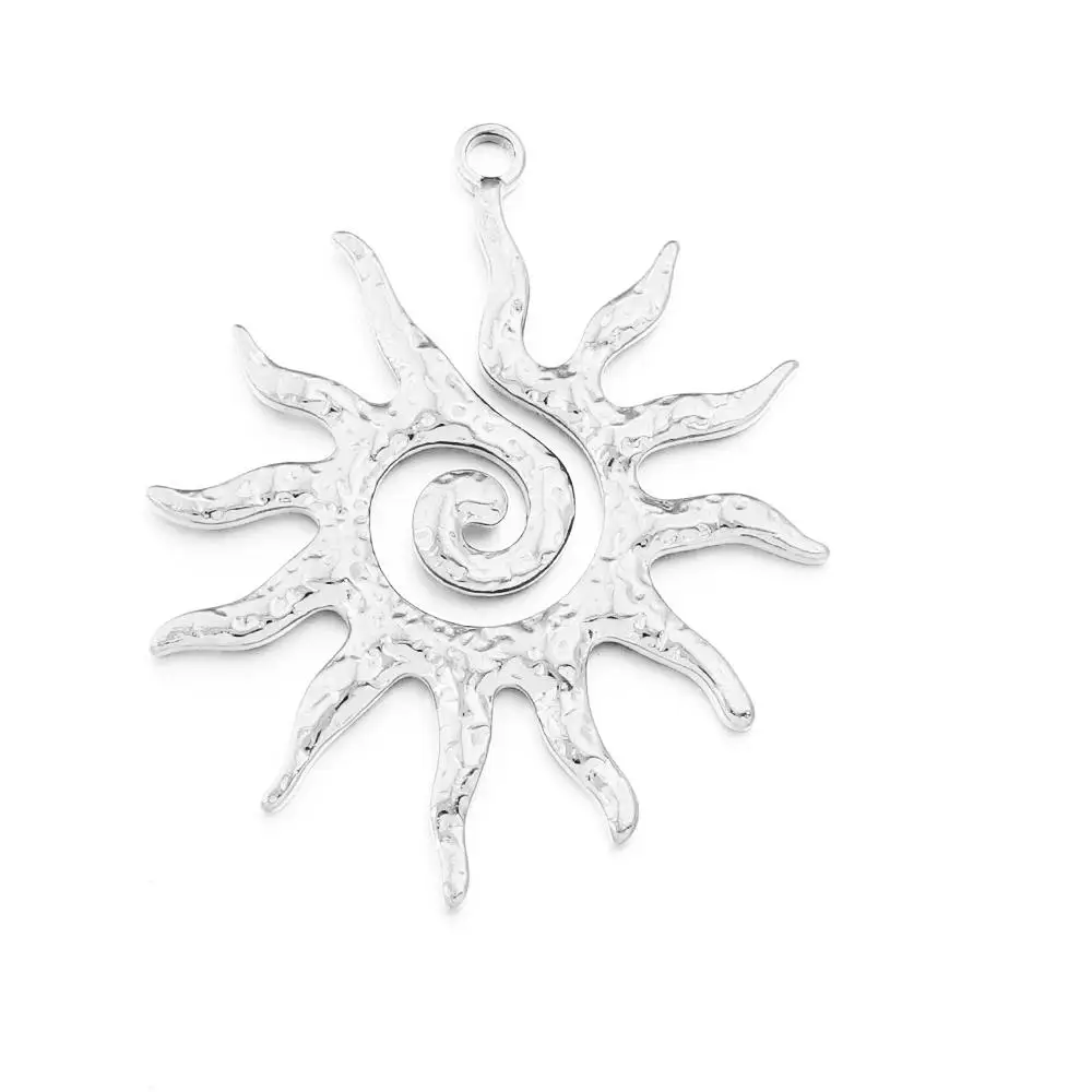 2/4 قطعة الفولاذ المقاوم للصدأ الذهب خمر كبير زهرة الشمس Charms قلادة DIY بها بنفسك القرط قلادة صنع المجوهرات اكسسوارات العثور #4