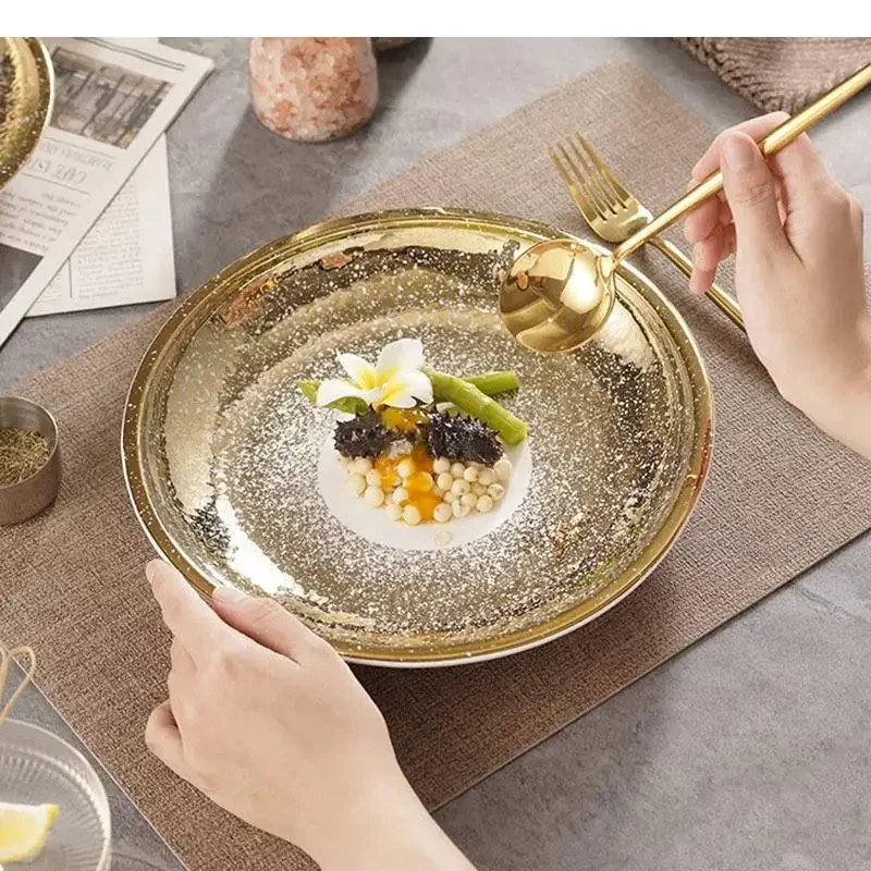 Circular Ceramic Dinner Plate Thick Soup Dessert Salad Plates Pasta Restaurant Specialty Tableware