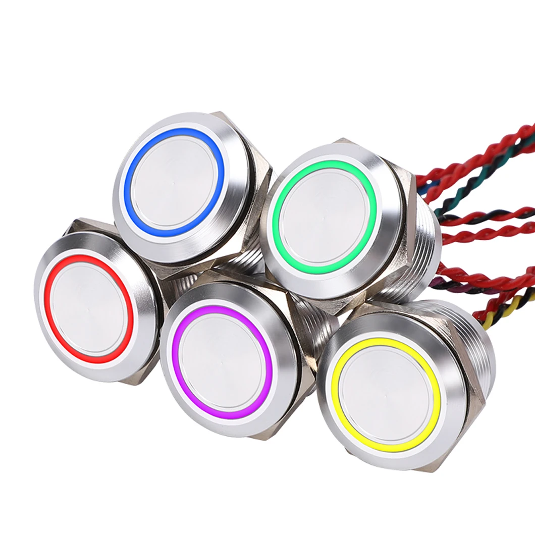 ABILKEEN 19MM Bevel Surface Piezo Electric Switch 1NO Momentary/Latching LED Ring Light IP68 Waterproof Piezo Touch Switch