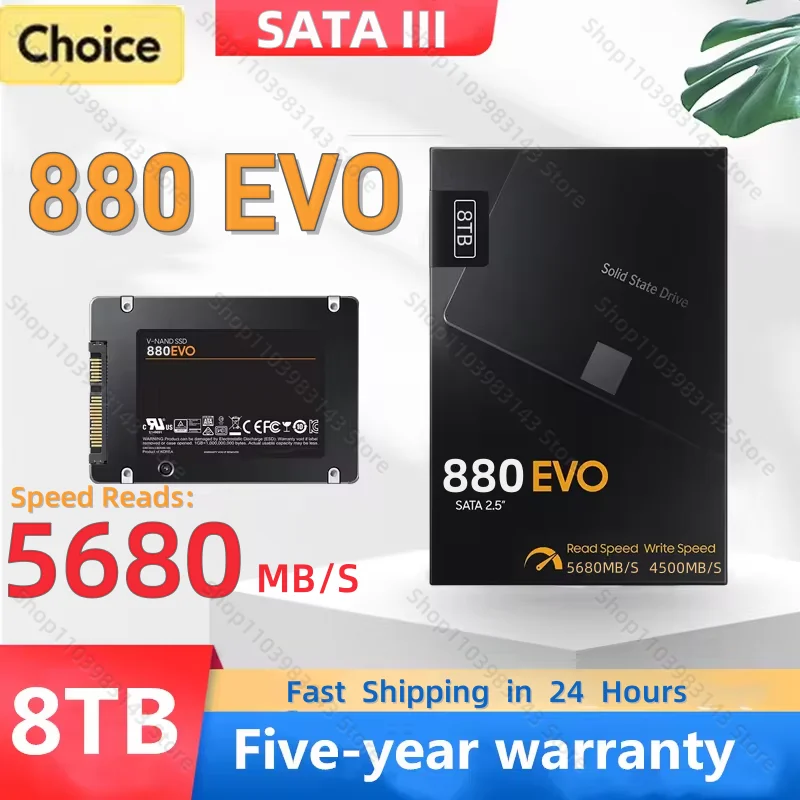 

2024 New SSD 880 EVO 1TB 2TB 4TB 8TB Internal Solid State Drives Hard Disk SATA 3.0 MLC 2.5 Inches for Laptop Desktop PC PS4 PS5