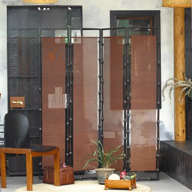 High-end screen, bamboo woven living room entrance door folding