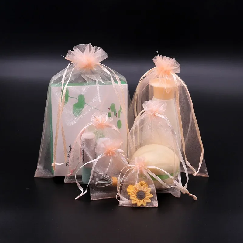 50pcs Chiffon Organza Bags 20x30 25x35 30x40 35x50cm Wedding Birthday Party Candy Chocolate Bags Christmas Gift Box Packing Bags