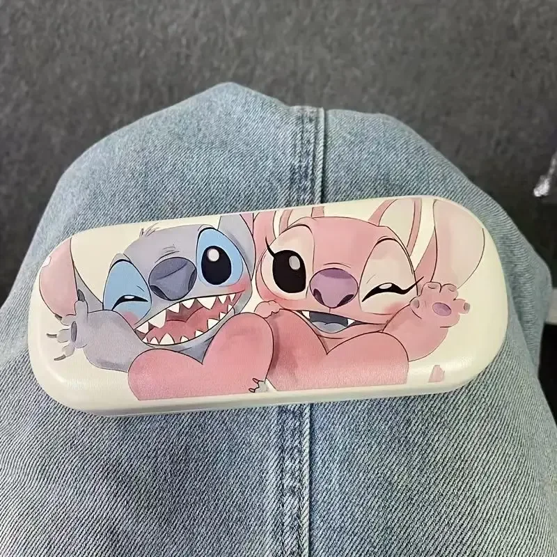 Stitch Angel Glasses Case Miniso Disney Cartoon Figure Pressure Resistant Myopia Sunglasses Storage Box Protective Cover Gifts