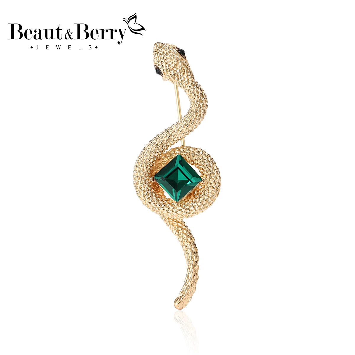 Beaut&Berry Golden Snake Brooches Rhinestone Metal Small Animal Pins 2-color Unisex Clothing Accessories Gifts Trendy Cute