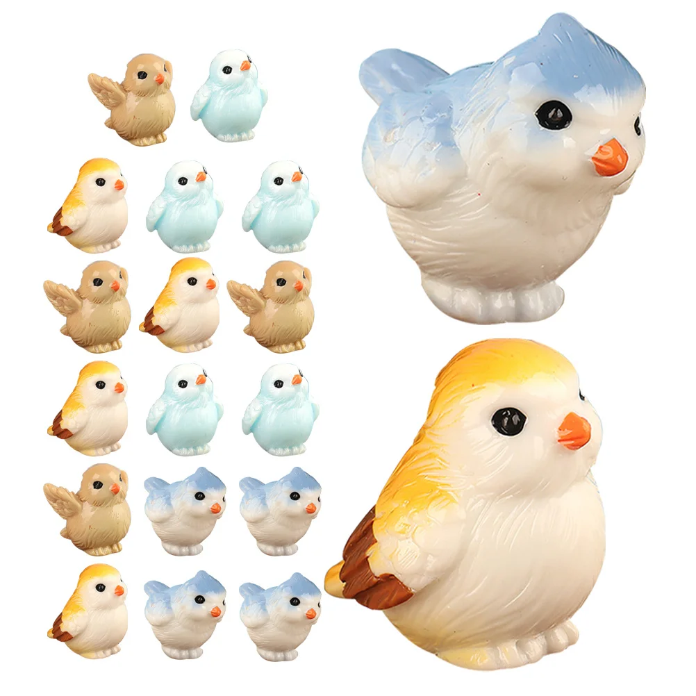 

20Pcs Miniature Bird Figurines Fine Details Portable Gift Idea Enhance Visual Appeal Indoor Landscapes Decor Mini Resin Birds