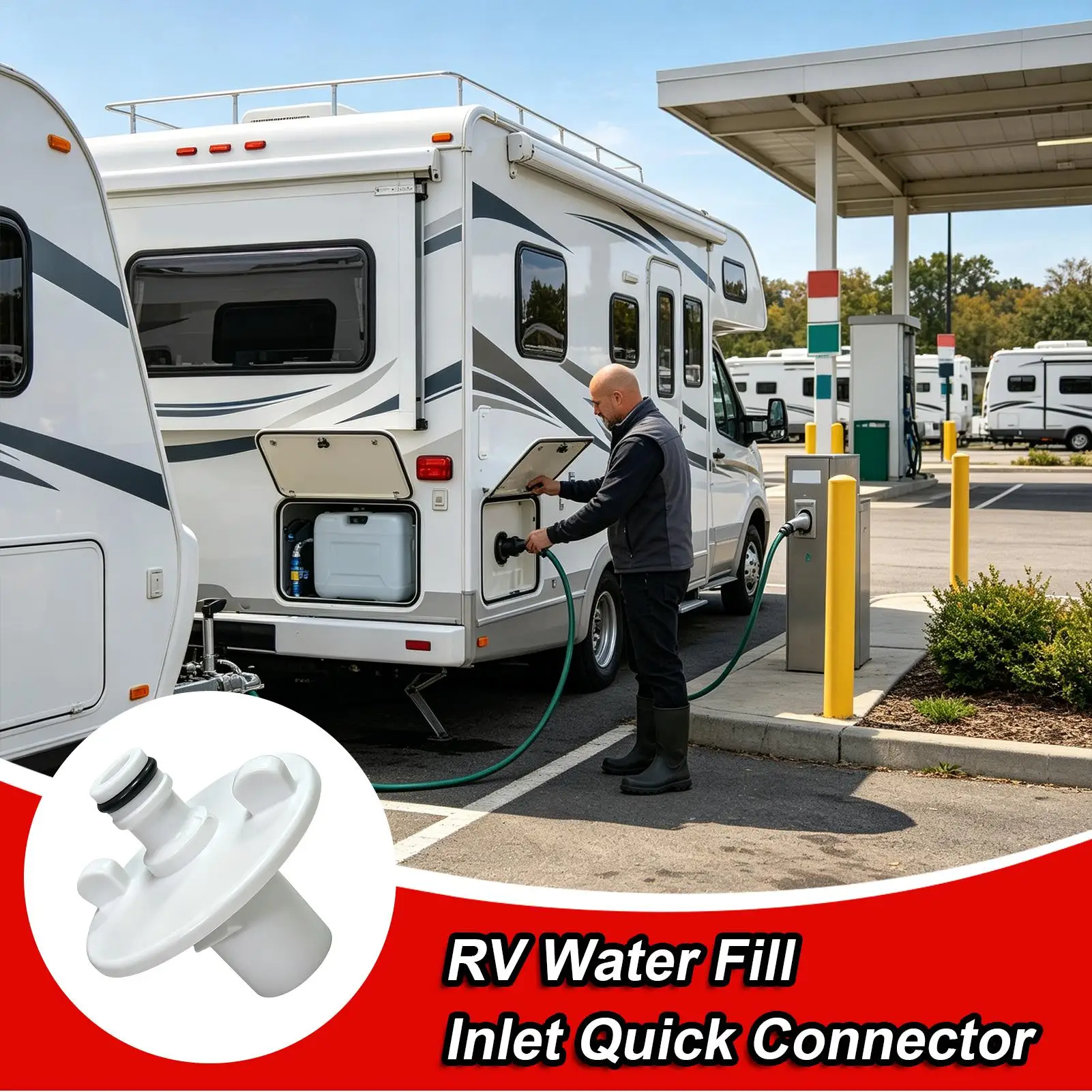 RV Water Inlet Leak-Proof Quick Assembly Plumbing Port RV Water Connection Fittings For Camping City Hookup Outdoor Trailer