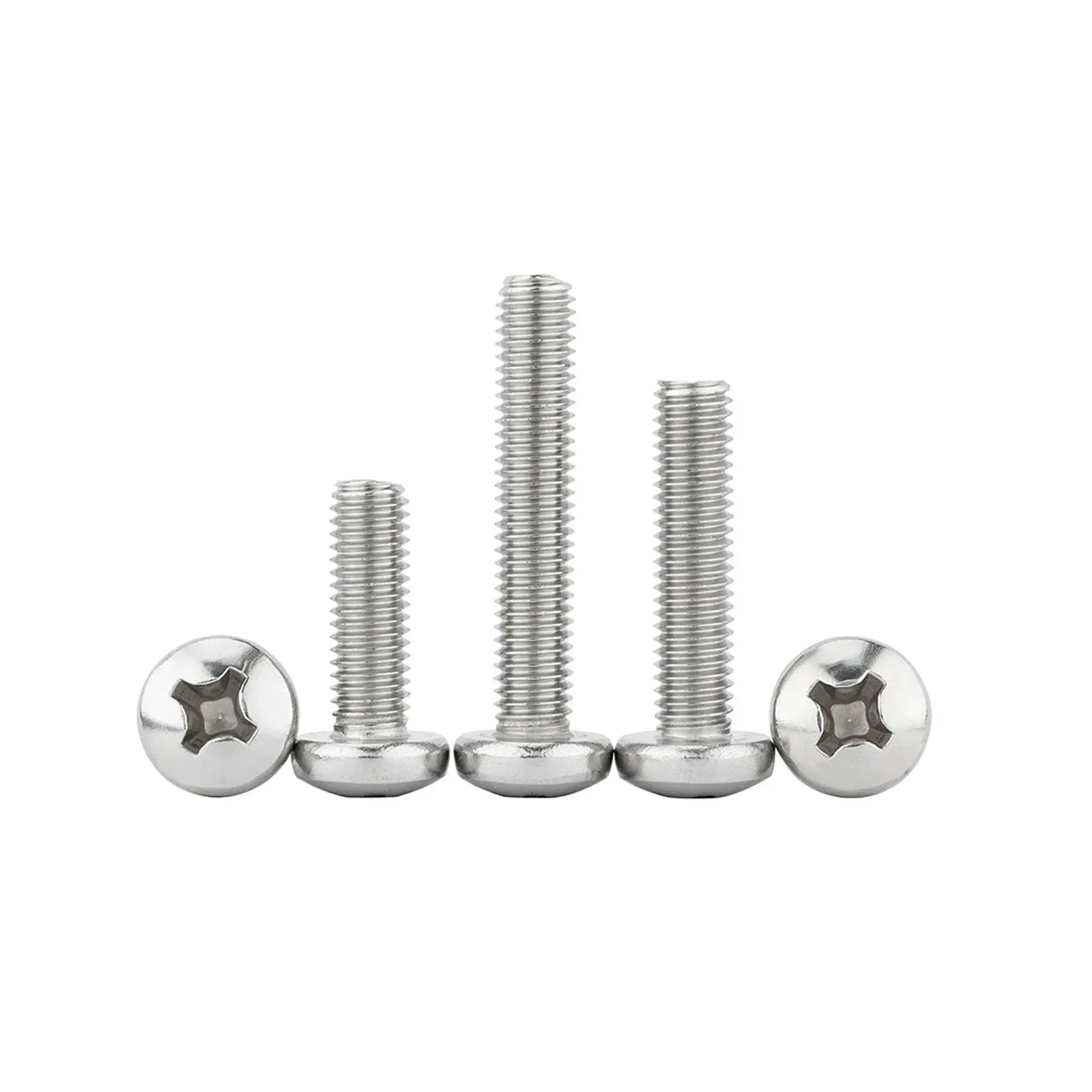 2/10/50pcs M2 M2.5 M3 M3.5 M4 M5 M6 M8 Long GB818 A2 304 Stainless steel Cross Round Phillips Pan Head Screw Bolt length=5-100mm