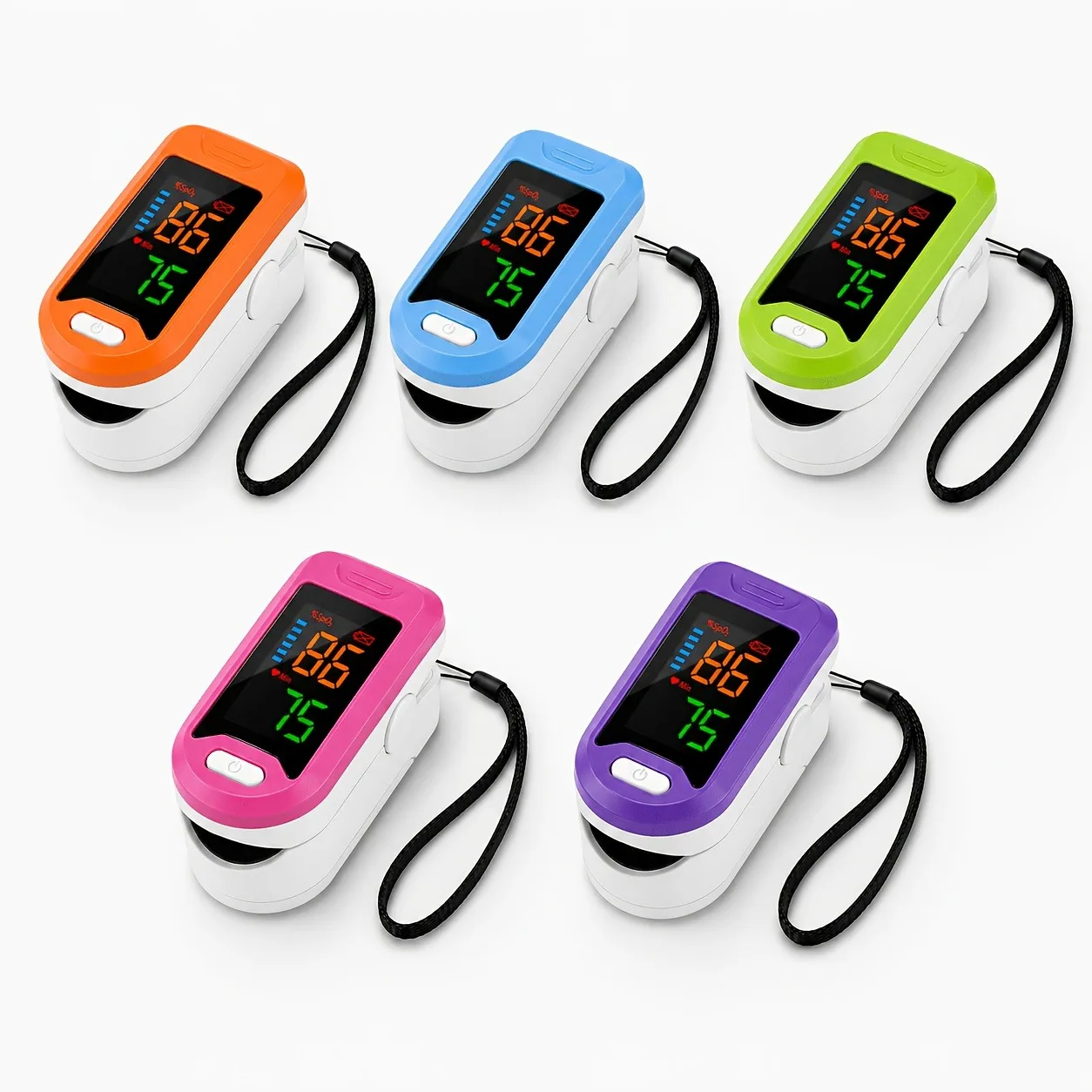 Fingertip Pulse Oximeter SpO2 Monitor with Pulse Rate Digital Display Blood Oxygen Saturation Monitor Blood Oxygen Meter 5 Color