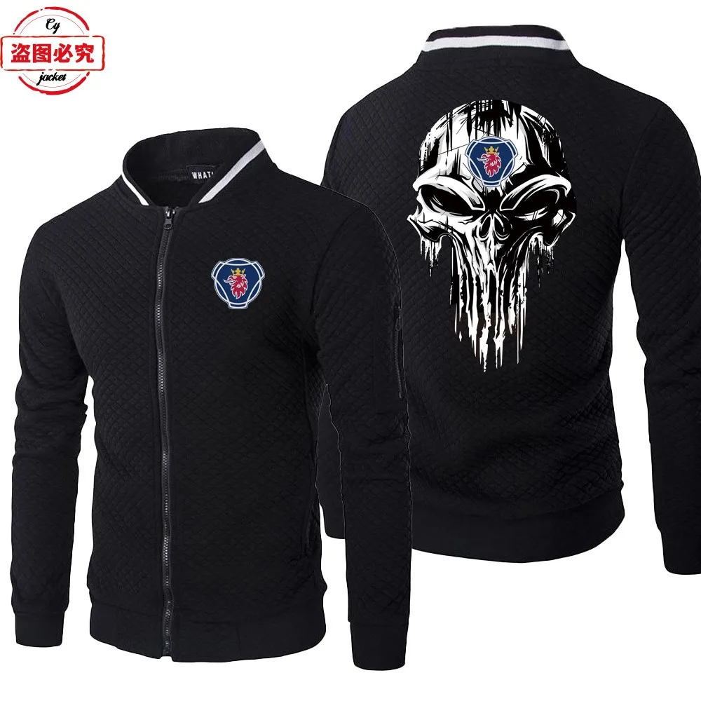

EU Size Heavy-duty Truck Logo Printed Jacket Scania Men's Top Casual Stand Collar Zipper Jacket Team Uniform Workwear