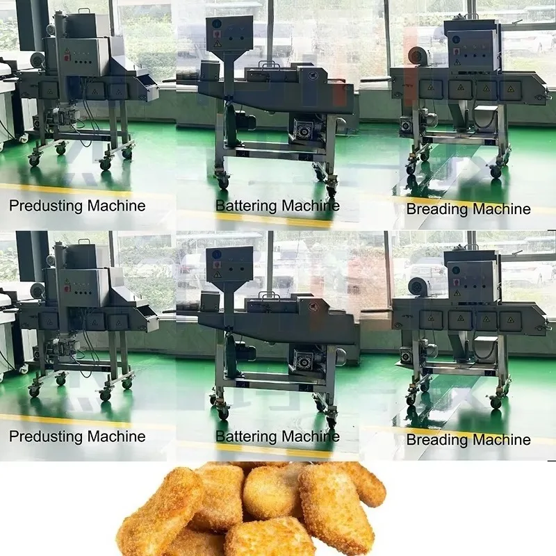 Customized Hot Sales Chicken Pieces Fish Steaks Meat Patties All-in-One Breading Coating Molding Line