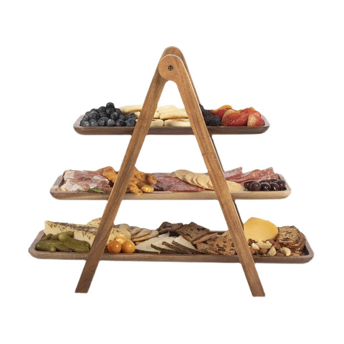 

3 Tier Serving Tray Wood Tiered Tray Decor Cake Stand Farmhouse Tiered Tray Party Serving Dishes and Trays