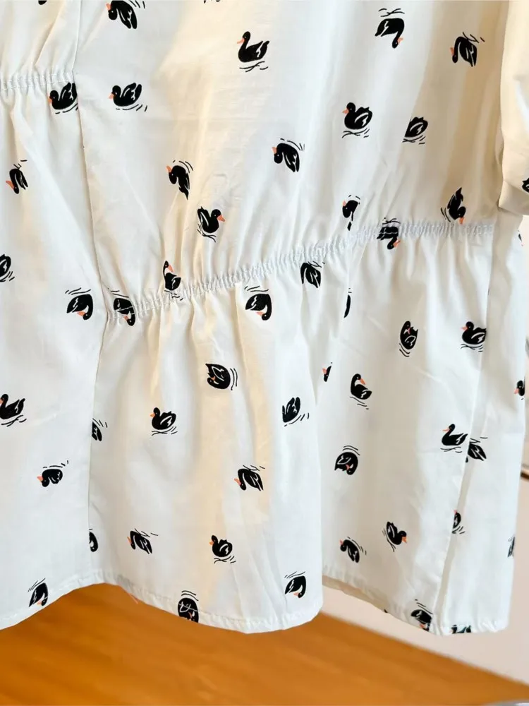 Summer Large French Style High-end Doll Shirt Women Short Sleeved Woman Shirt  In Covering The Belly Stylish Floral Ladies Tops