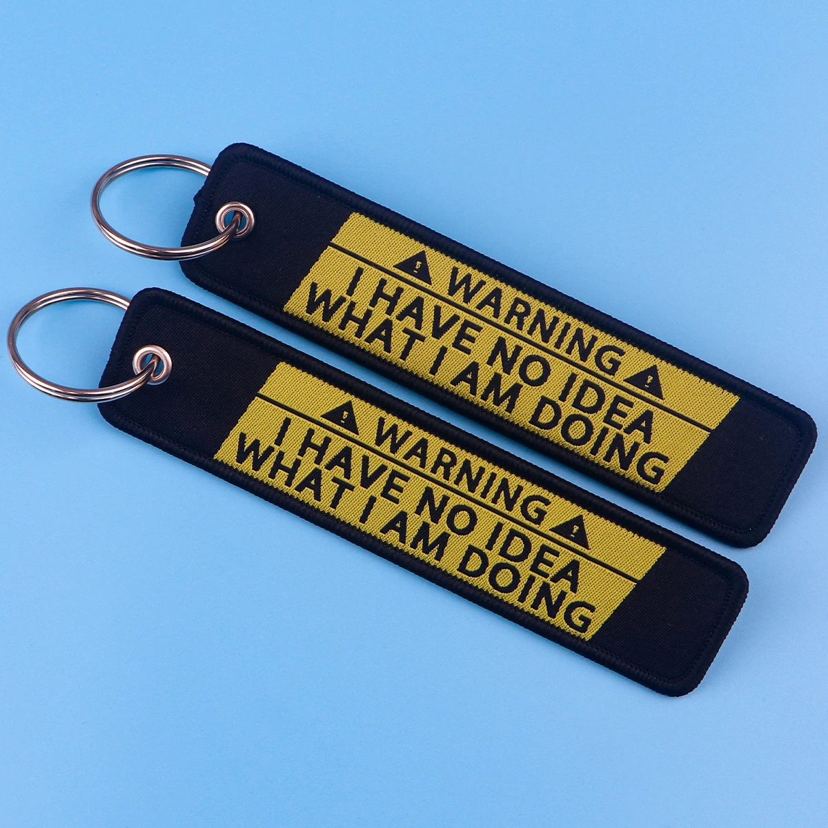 Warning Sign Embroidery Key Fobs Funny Quotes Key Tags Keychain For Motorcycles Cars Key Ring Accessories Jewelry Chaveiro Gifts