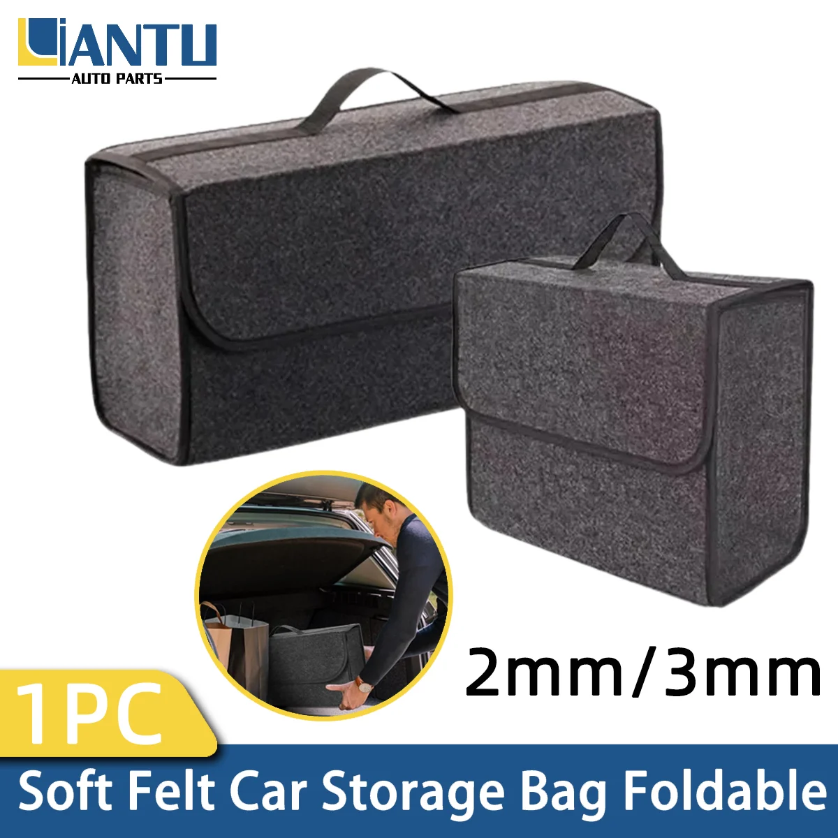 1 Stück 2/3mm Auto-Kofferraum-Organizer aus weichem Filz, faltbare Handtasche, Geruchlos