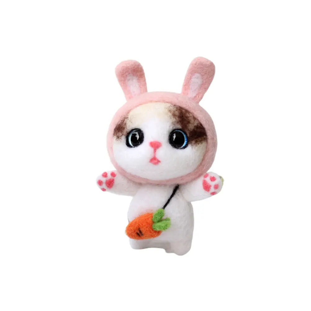 

Cartoon Cat Wool Felting Materials Kit DIY Punch Needle Set Colorful Wool for Handcraft Art Craft Gift Needling Felting Kit