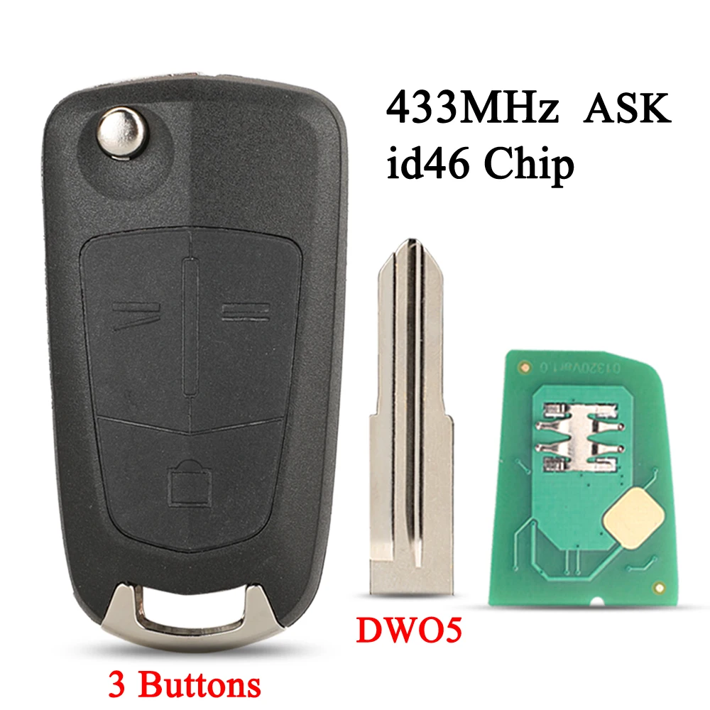 jingyuqin Remote Flip Key Shell Car Case Fob Dla Chevrolet Captiva 2006 2012 Dla Opel Antara 2007 2011 Dla Gmc Key Blade DWO5