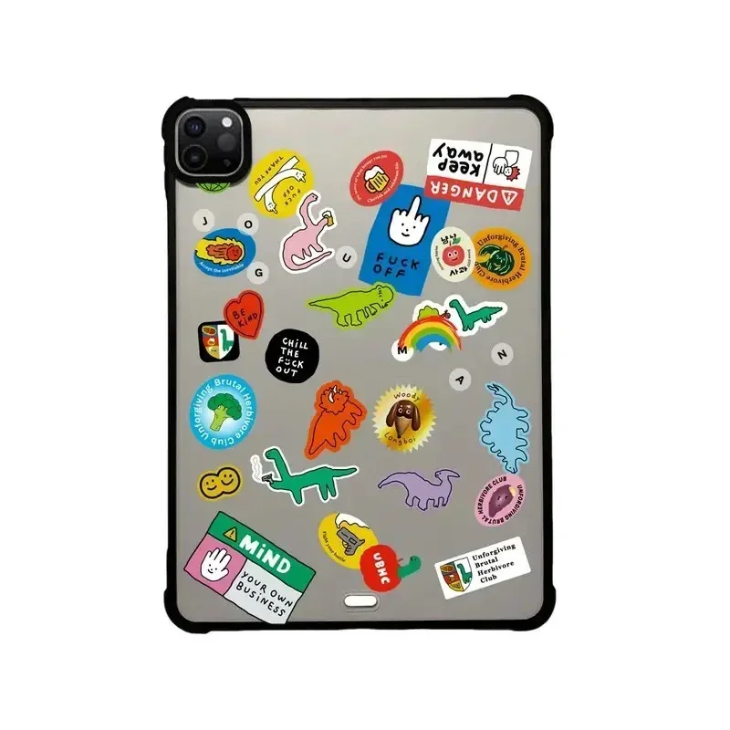 Dinosaur Sticker Acrylic iPad Case for iPad Mini 6 Air 4 Air 5 10.9inch iPad Pro 2020 2021 2022 11inch 12.9inch Protective Cover