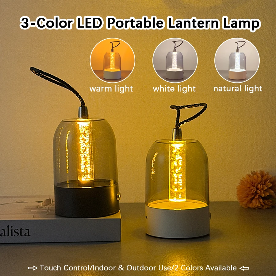 1pc Camping Portable Mini Lamp Three Color Temperature Adjustable LED Desk Lamp Outdoor Handheld Lighting