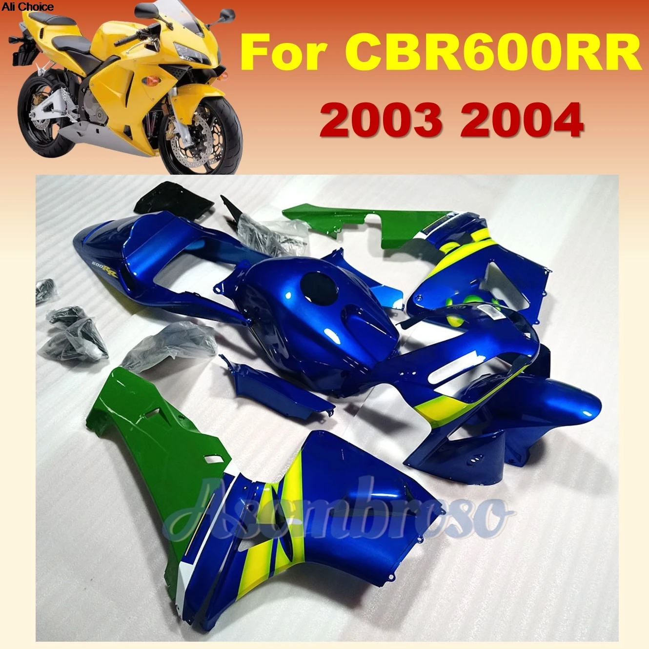 

Motorcycle Parts Fairings kit fit For CBR600RR 2003 2004 movistar cbr 600rr Blue green Bodywork Housing