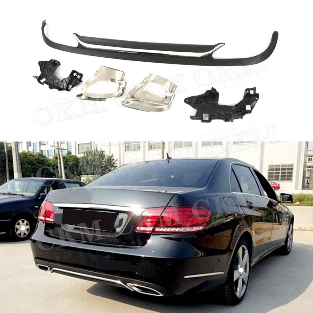 PP Rear Bumper Lip Diffuser with Exhaust Tips Car Accessories For Mercedes Benz E Class W212 E200 E250 E300 E350 E500 2013-2016