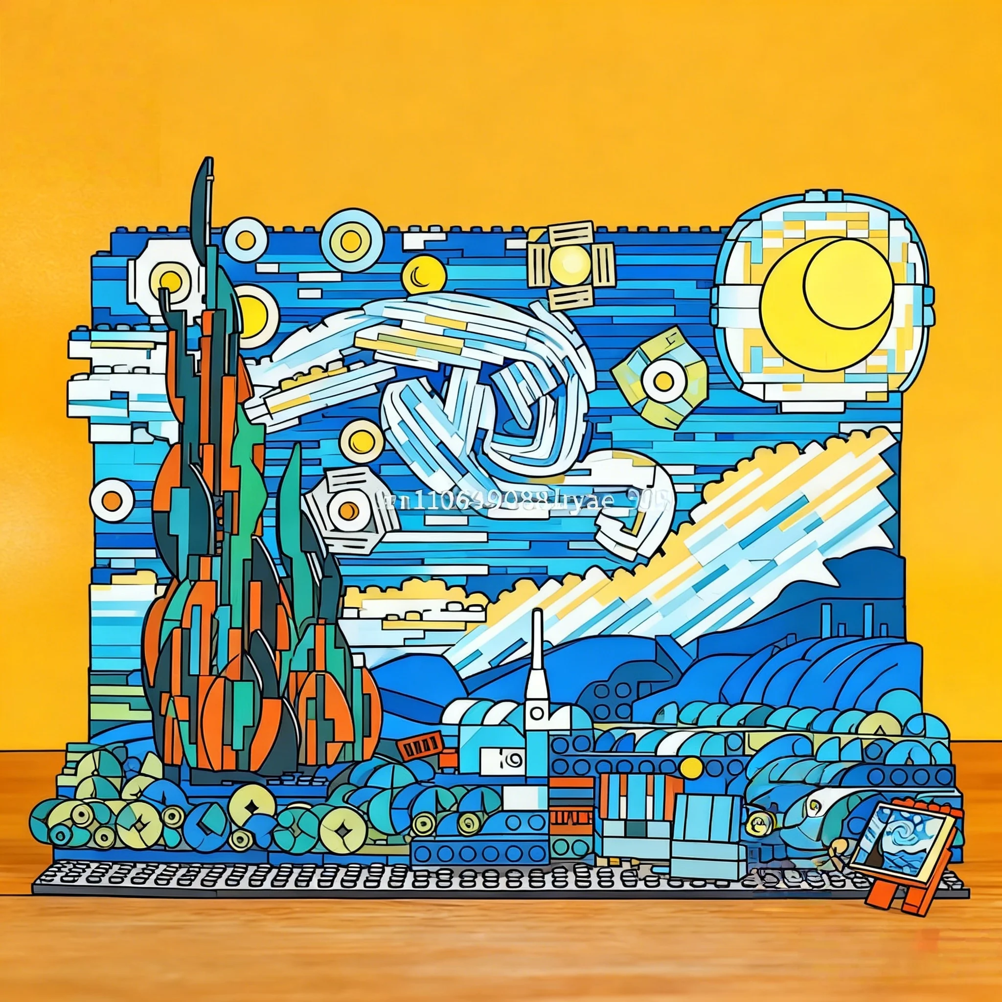 

2025 new product Moc creative home decoration starry night painting art craft model Christmas gift children's holiday gift