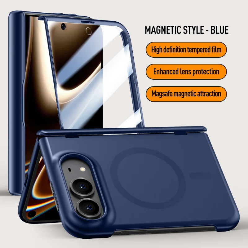 Magnetic Hinged Protect For Msgsafe Phone Case For iPhone Ultra With Tempered Glass Wireless Charging Shockproof Protective Cove