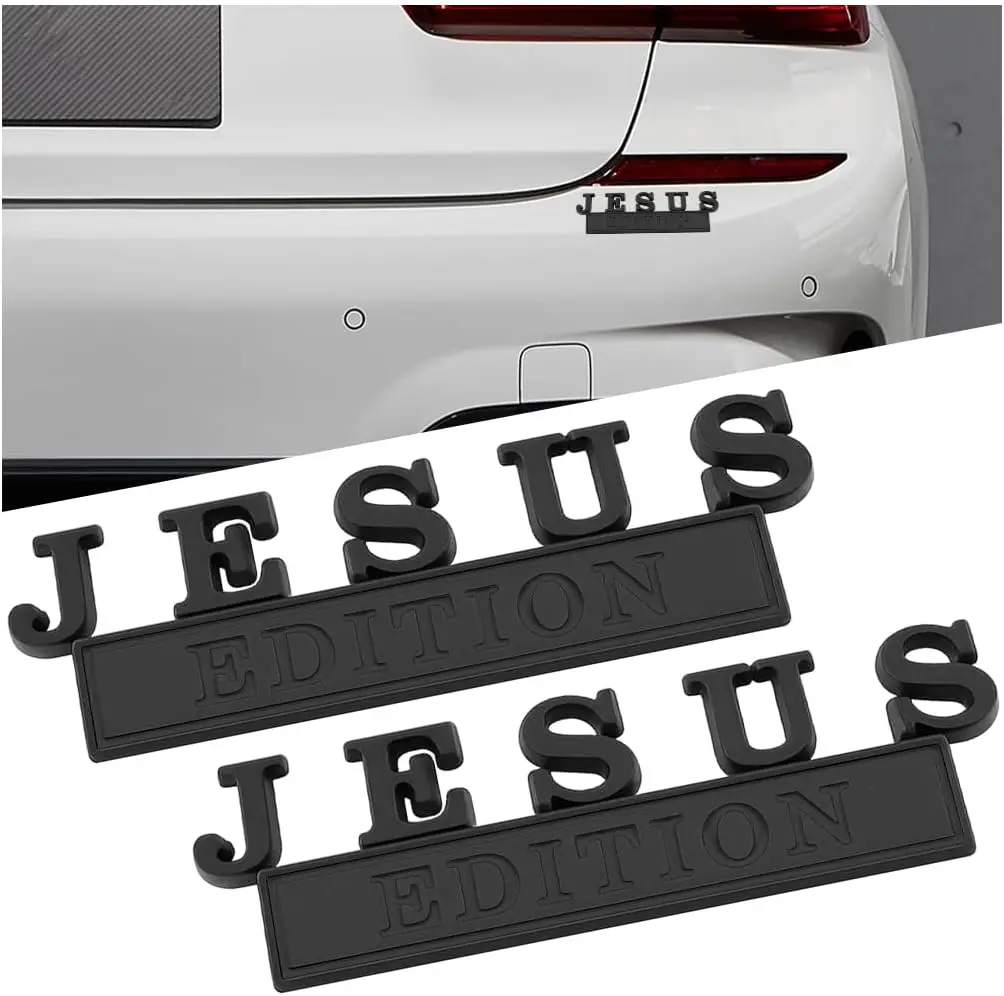 

2pcs Jesus Edition Car Emblem Stickers,3D Christian Symbol Vehicle Bumper Window Badge,Waterproof for SUV RV Truck (All Black)