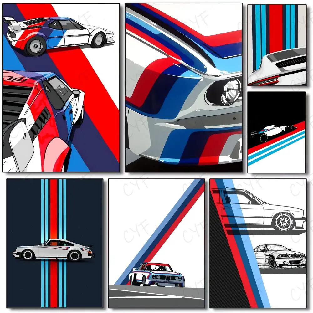 Luxury Vehicle Car Cool M-Martini Poster Poster Painting Wall Art Mural for Living Room Home Decor and Gifts