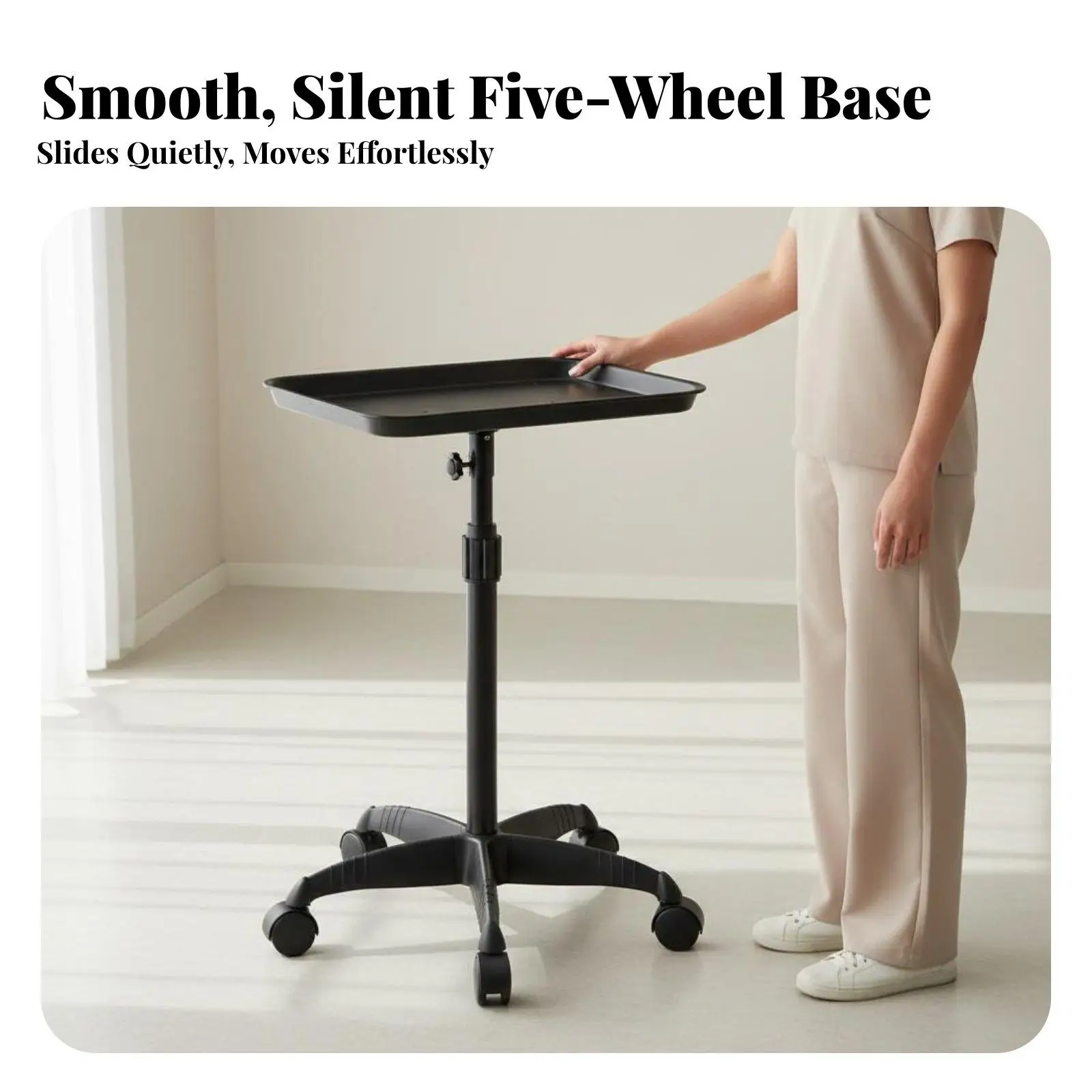 Adjustable Salon Tray Cart Hair-Resistant Casters Hairdresser Service Trolley