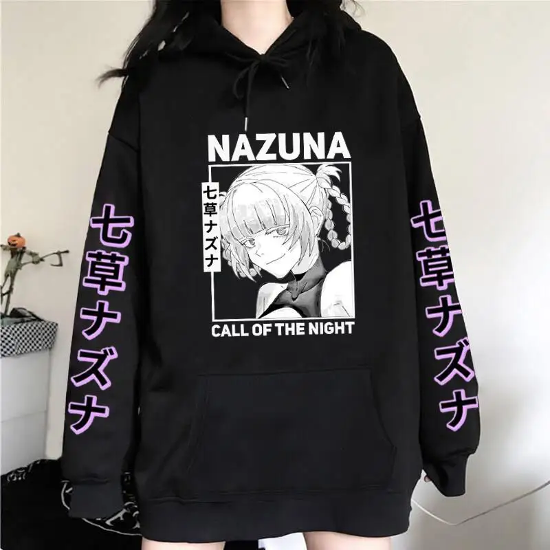 Anime Nazuna Nanakusa Printed Hoodie Women's Harajuku Hip Hop Y2k Hooded Pullover Long Sleeves Fleece Casual Loose Hoodies