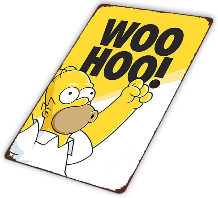 Retro-Metallposter „Homer Woo Hoo“, Metall-Blechschilder, Vintage-Plakette, Wanddekoration, Geschenk für Zuhause, Küche, Büro, Clu-Aluminium