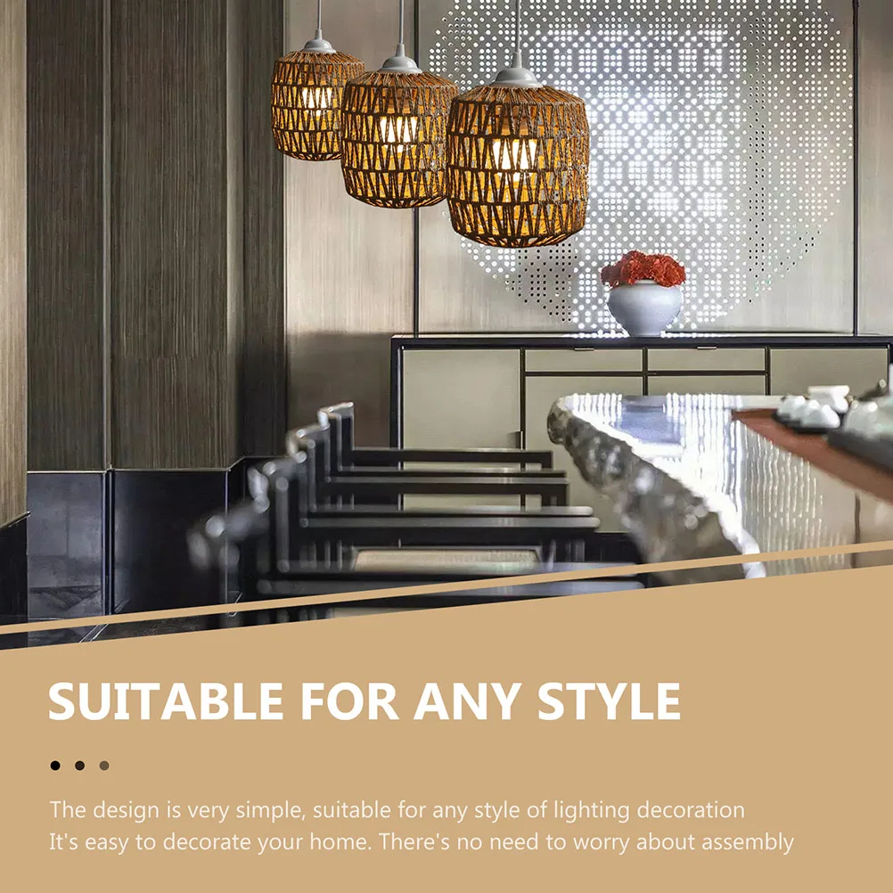 

2 Pcs Imitation Rattan Lampshade Wicker Woven Lampshades Pendant Ceiling Vintage