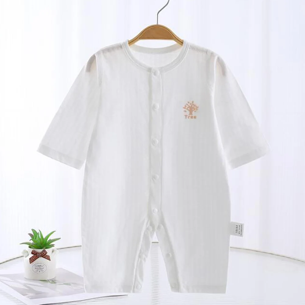 New Arrival Summer Onesies For Baby Girl And Boy Cotton Solid Color Long Sleeve Romper Causal Air Conditioning Newborn Clothing