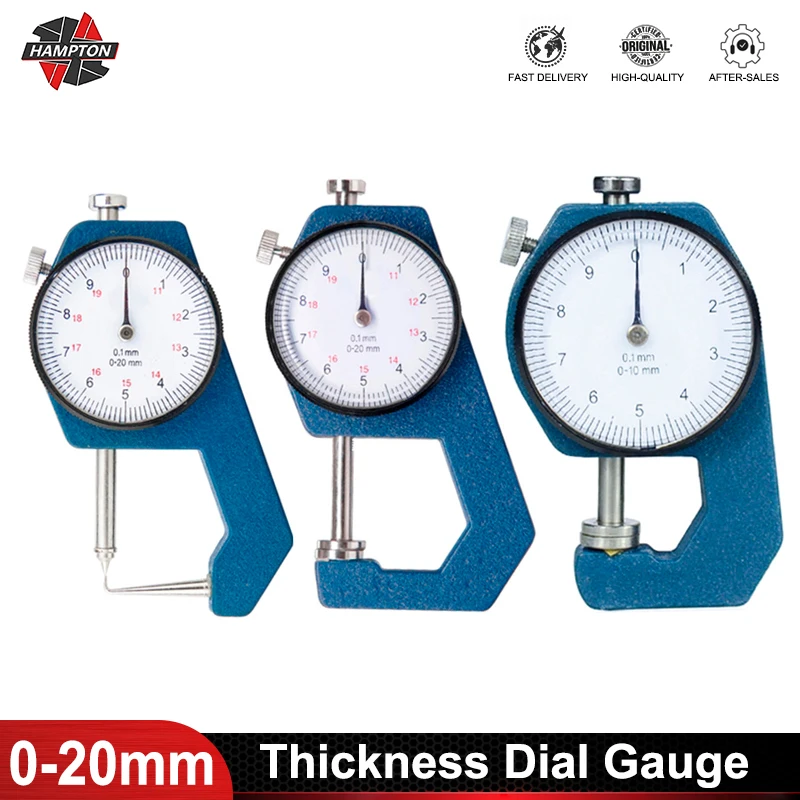 HAMPTON Dial Thickness Gauge 0-10/0-20mm Thickness Meter Tester for Leather Paper Width Measuring Instrument Tools