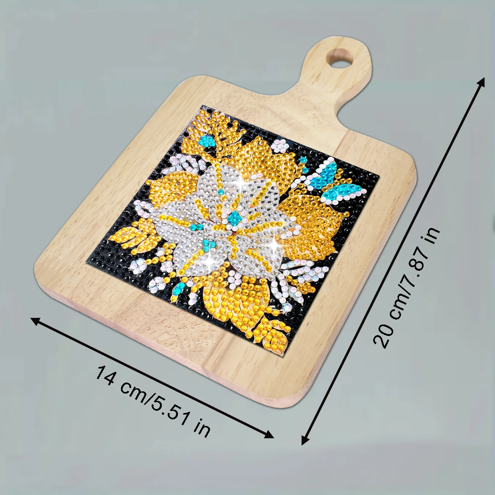 4 قطعة DIY الزهور الماس اللوحة صينية شاي خشبي حصيرة مع مقبض مكافحة السمط لوحة حصيرة الخشب منصات ساخنة لمنظم المنزل #2