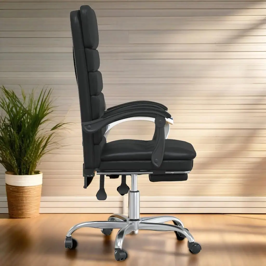 Silla de oficina reclinable con masaje de piel sintética negra: comodidad y estilo ergonómicos