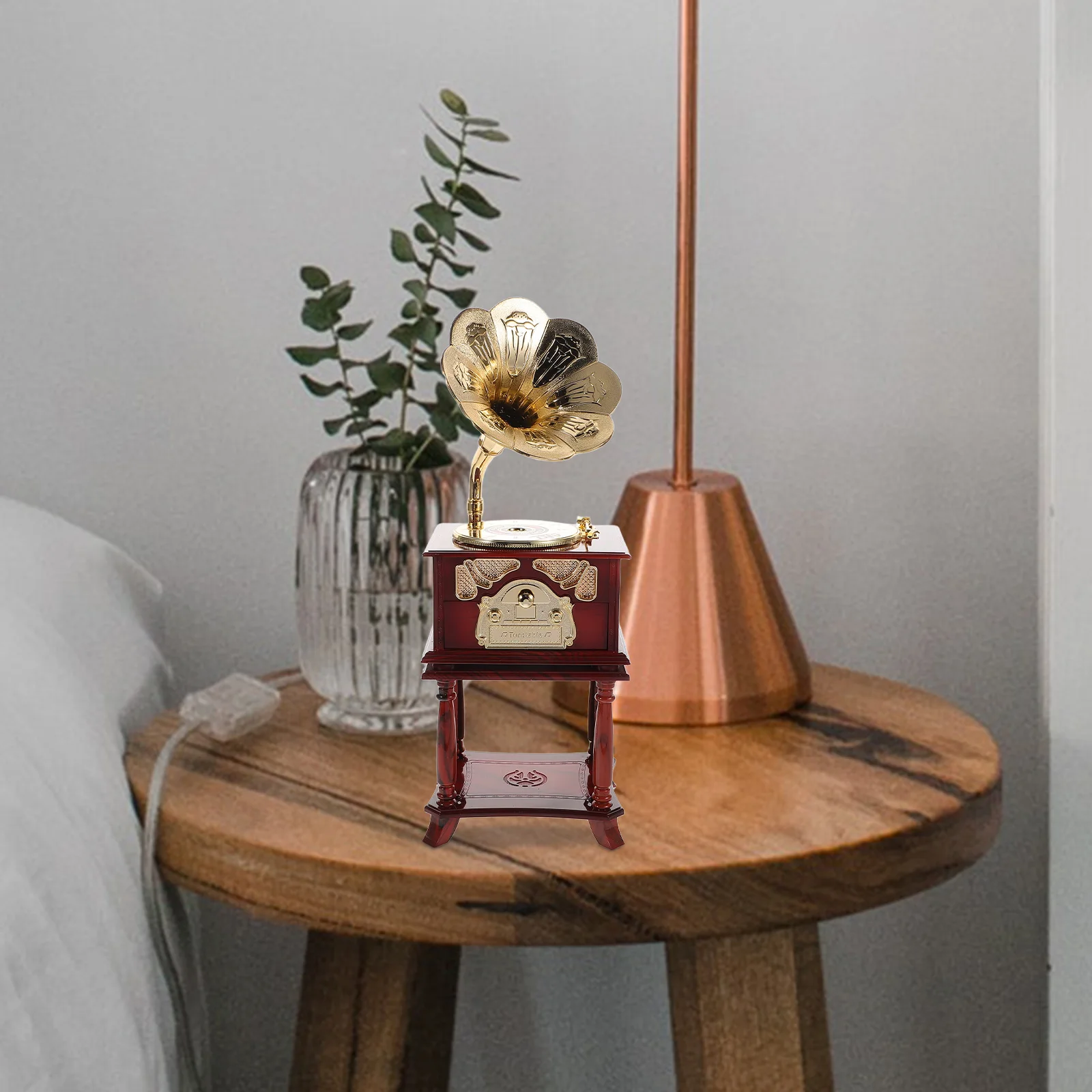 جراموفون صندوق تشغيل الموسيقى الرجعية مكتب ديكور الجدول البيانو الديكور البلاستيك الكلاسيكي