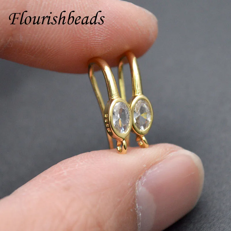 Multiple Colour Nickle Free Cubic Zircon CZ Beads Paved Earring Hooks DIY for High Quality Jewelry Making Supplier 30pcs/lot