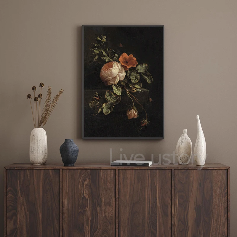 Antique Oil Painting Woman Portrait Canvas Art Print , Vintage Altered Portrait Canvas Painting Wall Picture Home Room Art Decor