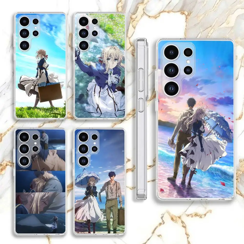 

V-VioletS E-Evergarden Phone Case For Samsung S22,S24,S30,S10,S21,S25,S23,S10,PIus,Ultra,5G,FE,lite Transparent Shell